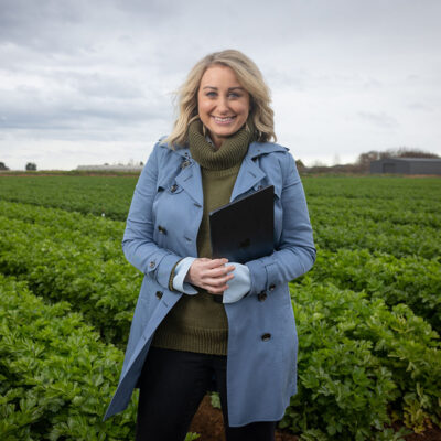 Jane Bunn in a field